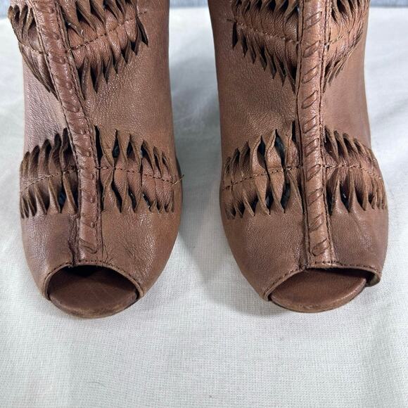 Sam Edelman Krosby Women’s sz 9.5 Gladiator Leather Wedge Peep Toe booties - Picture 2 of 12